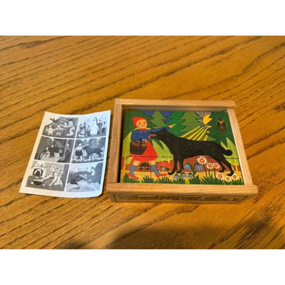 Vintage Klotzli Wooden Cube Puzzle 6-in-1 Classic Fairytale Swiss CH-3145